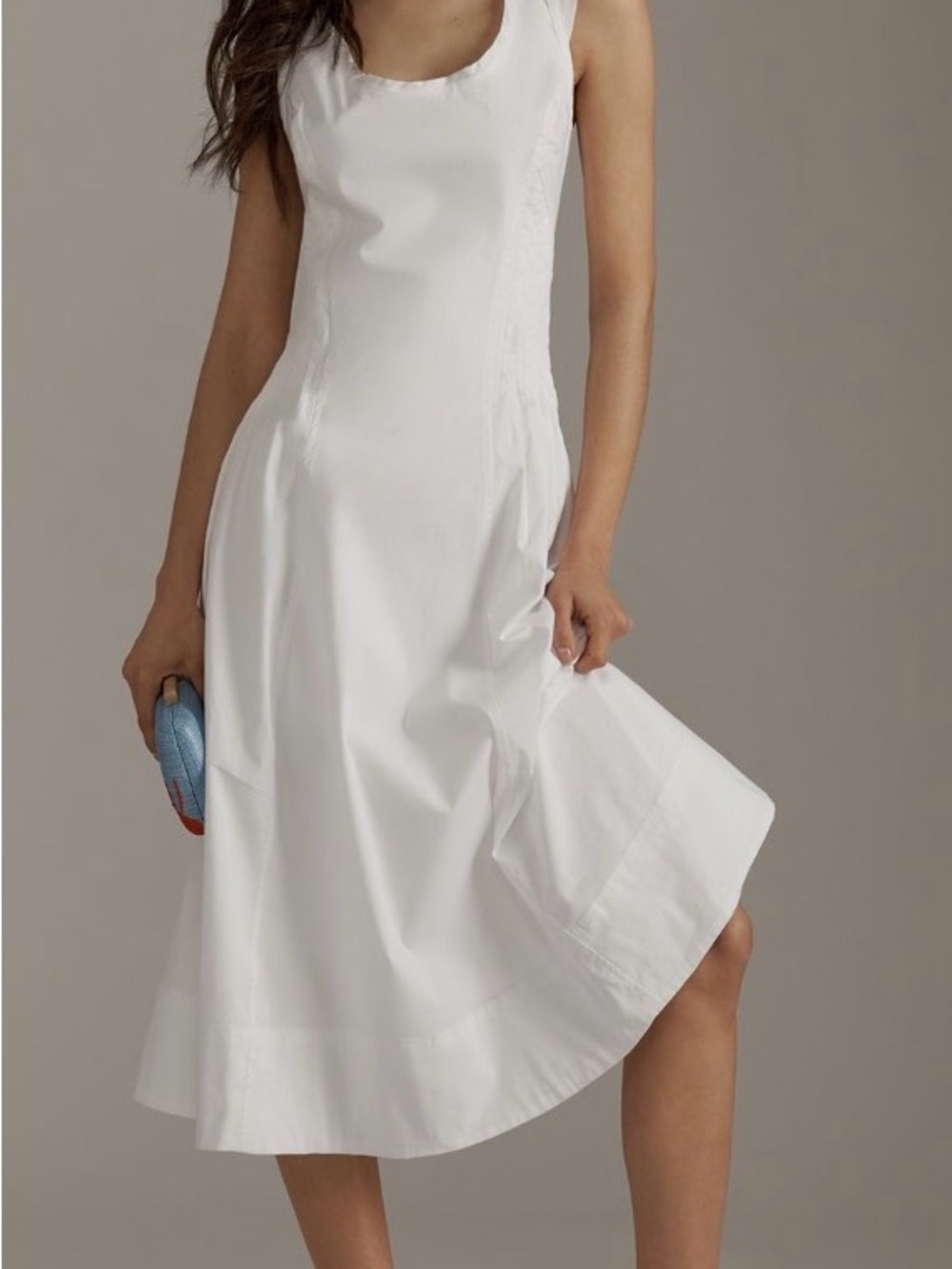 Anthropologie White Sleeveless A-Line Dress